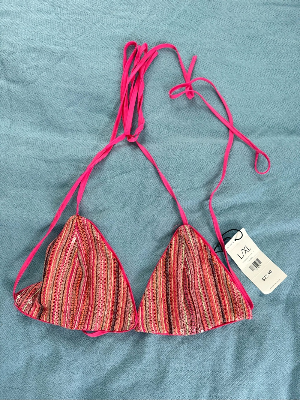 NWT Pink Striped Triangle Bandeau Bikini Top - Unbranded fits for any size